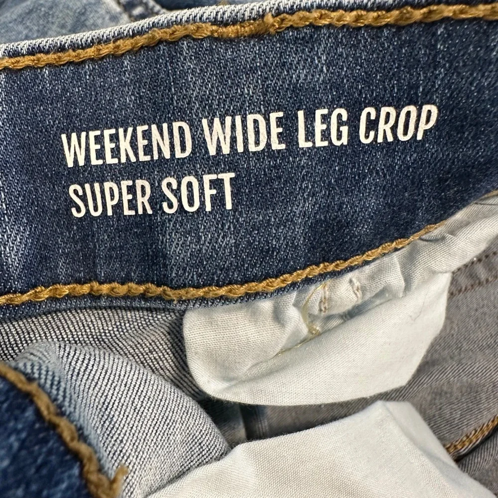 Torrid Jeans Women Blue Weekend Wide Leg Crop Super Soft Drawstring Size 2 18W